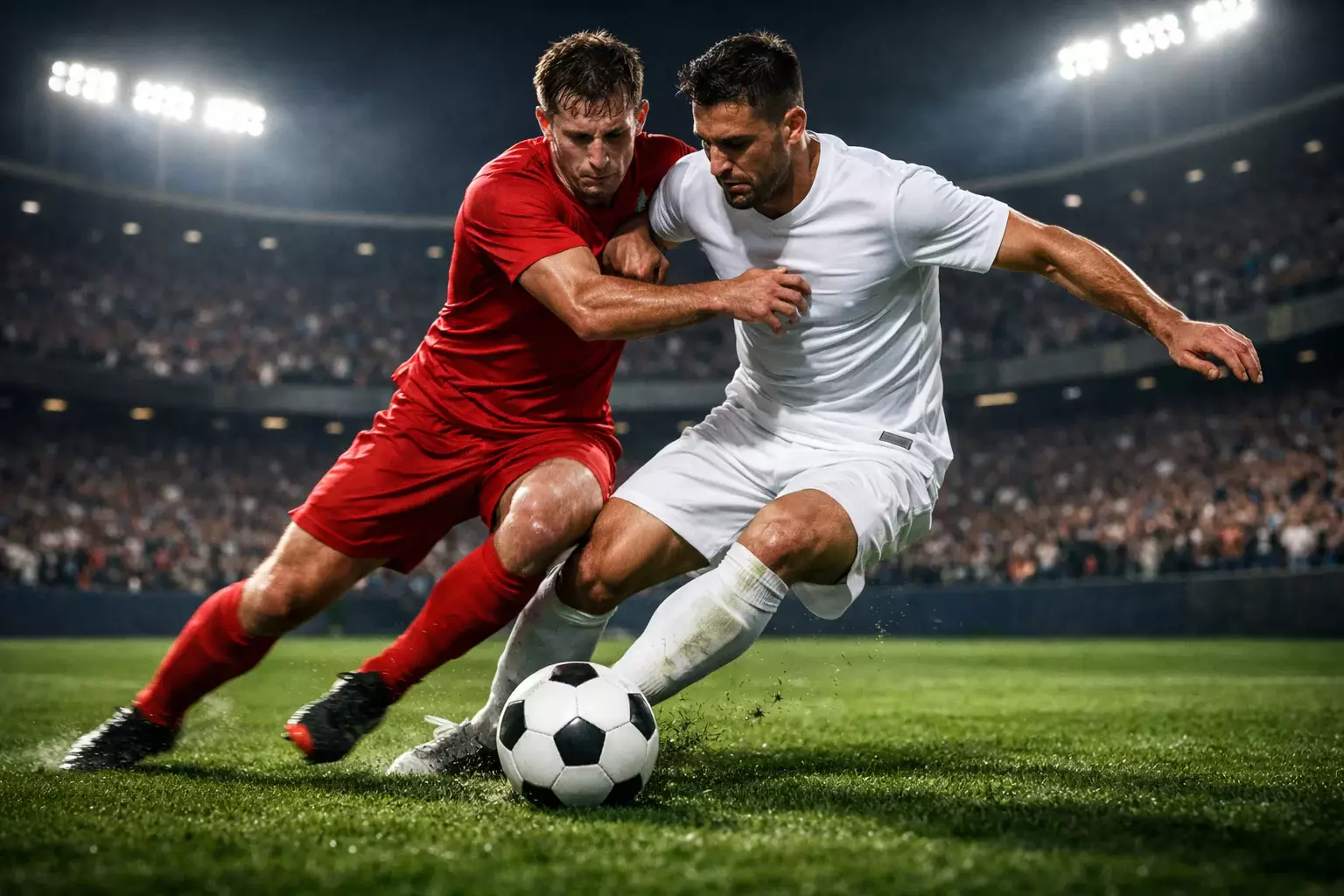 Azione di gioco durante una partita di calcio di Serie A vista dallo stadio