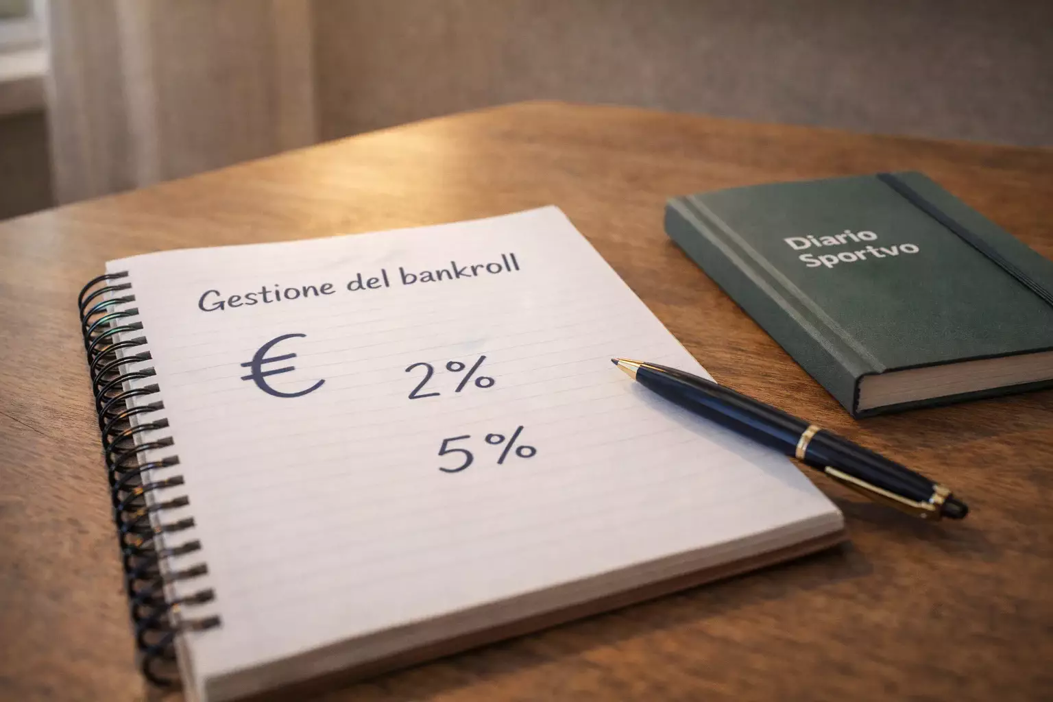 Blocco note con budget pianificato e simbolo euro accanto a un taccuino sportivo